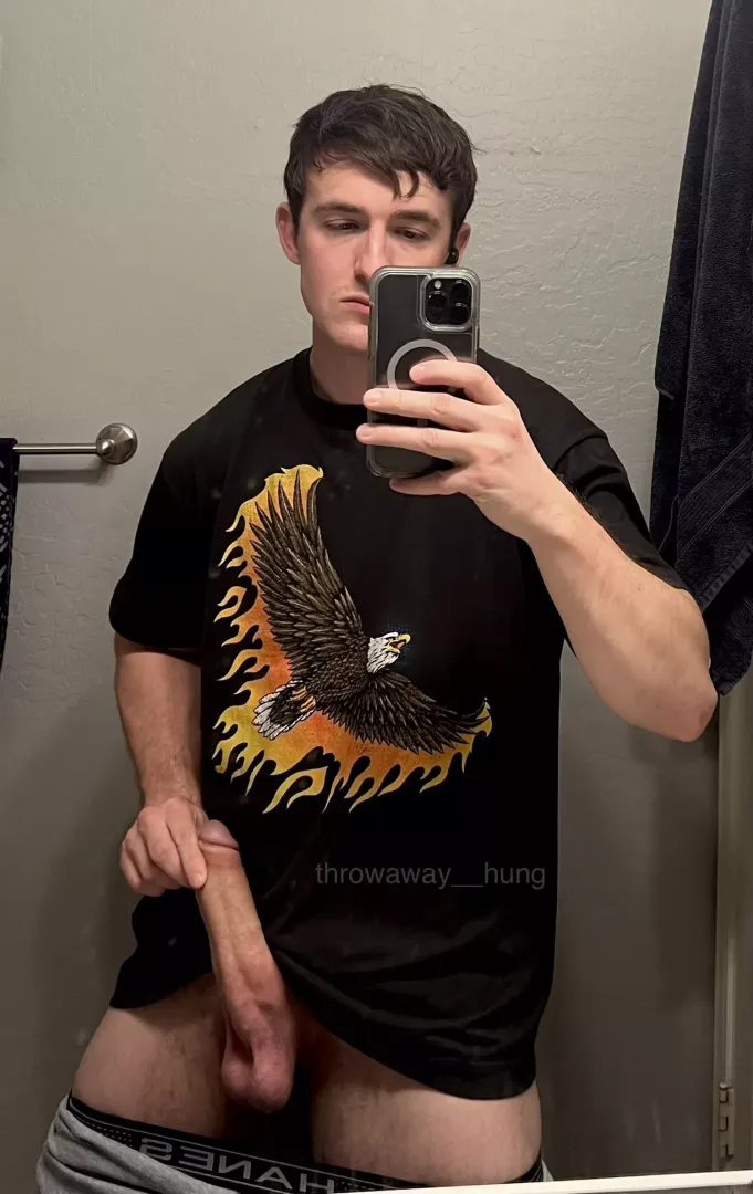 my latest masterpiece i’ve titled “eagle t-shirt with third leg” 🦅