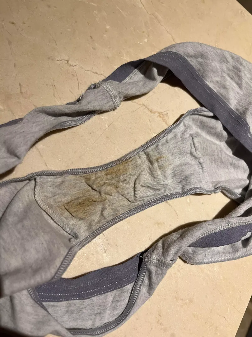 My mom’s dirty thong. I’m not exactly sure if it’s discharge or skid marks.