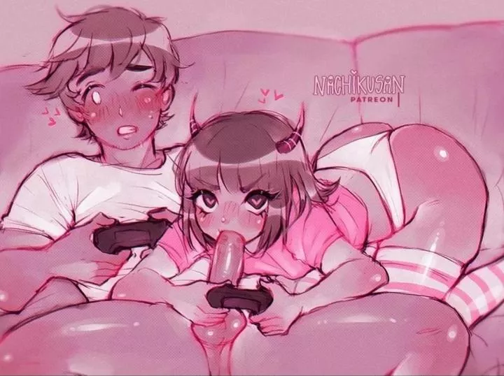 My puppy always gives me bj when she is losing a game