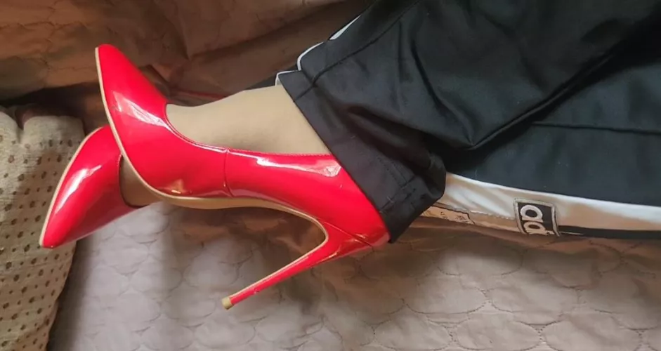 My red five inch high heels 