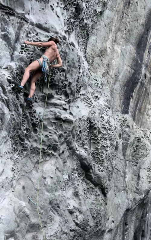 My sincerest apologies if it was you who showed up at the crag during this naked ascent