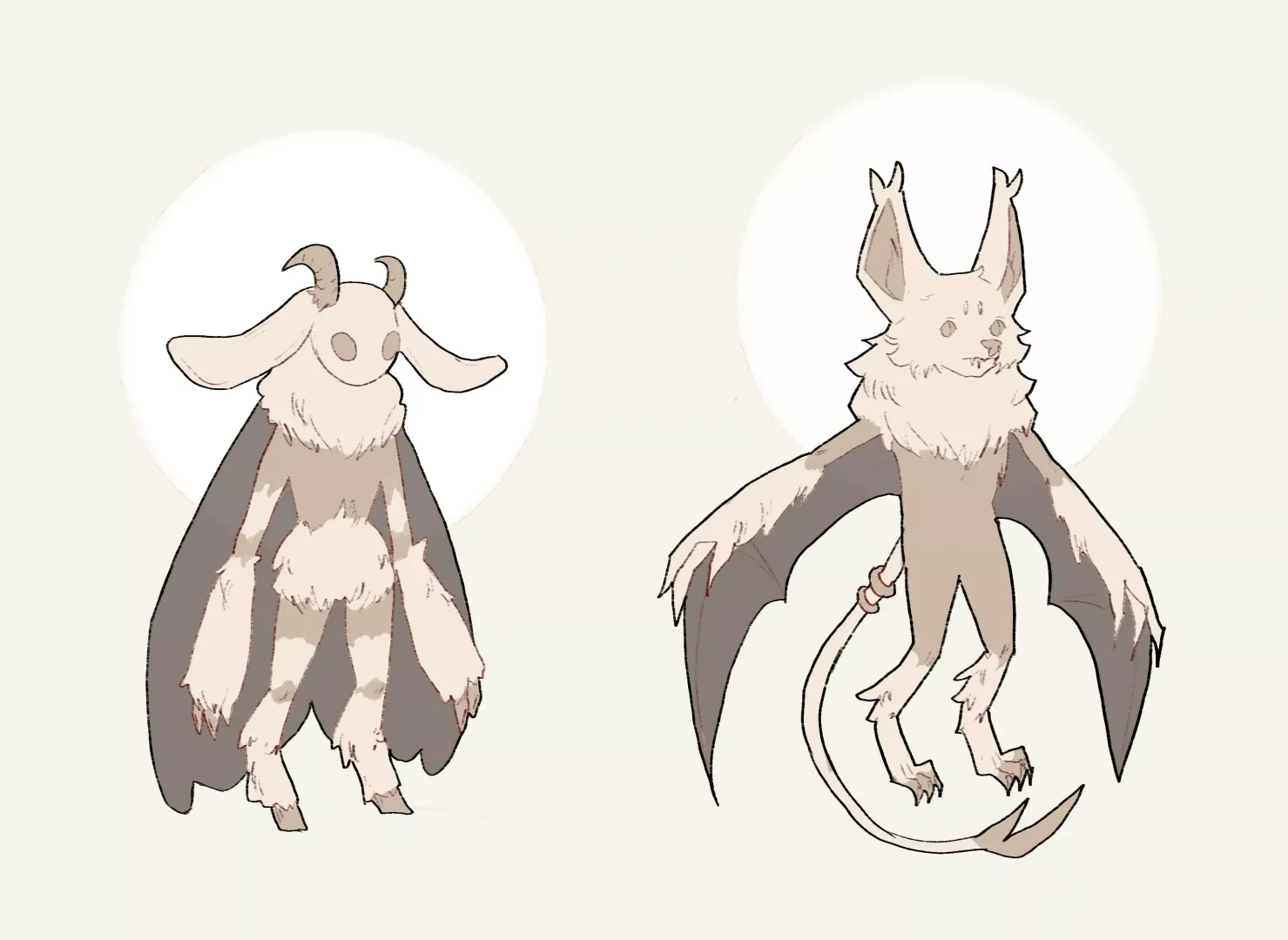 my very first fursonas, a goat moth and a bat, no names yet, but a lot of art in mind to do :D