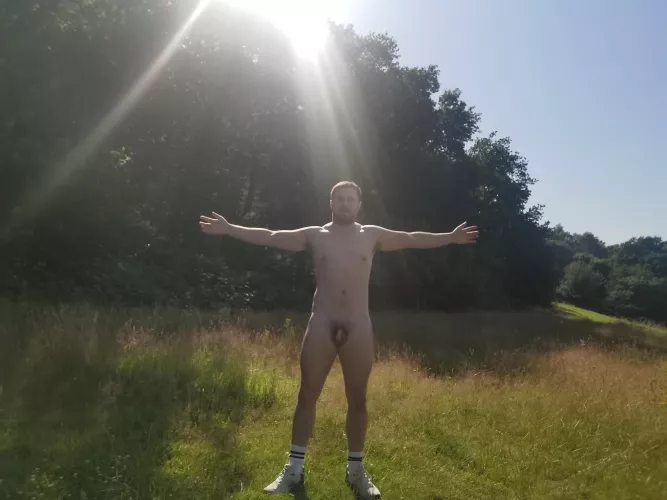 Naked walked in the summer on a public walk route