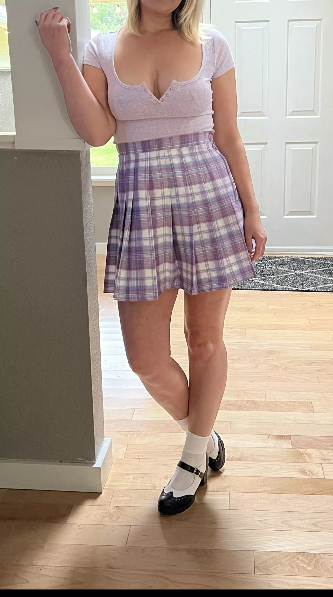 Naughty 😈 School girl forgot to wear a bra and panties to class