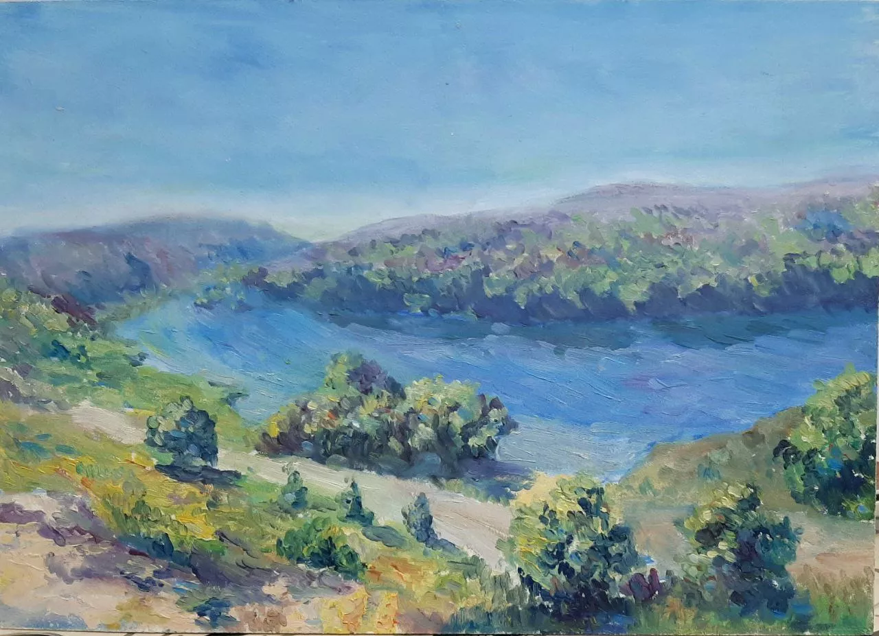 Near the river. My oil painting on hardboard.