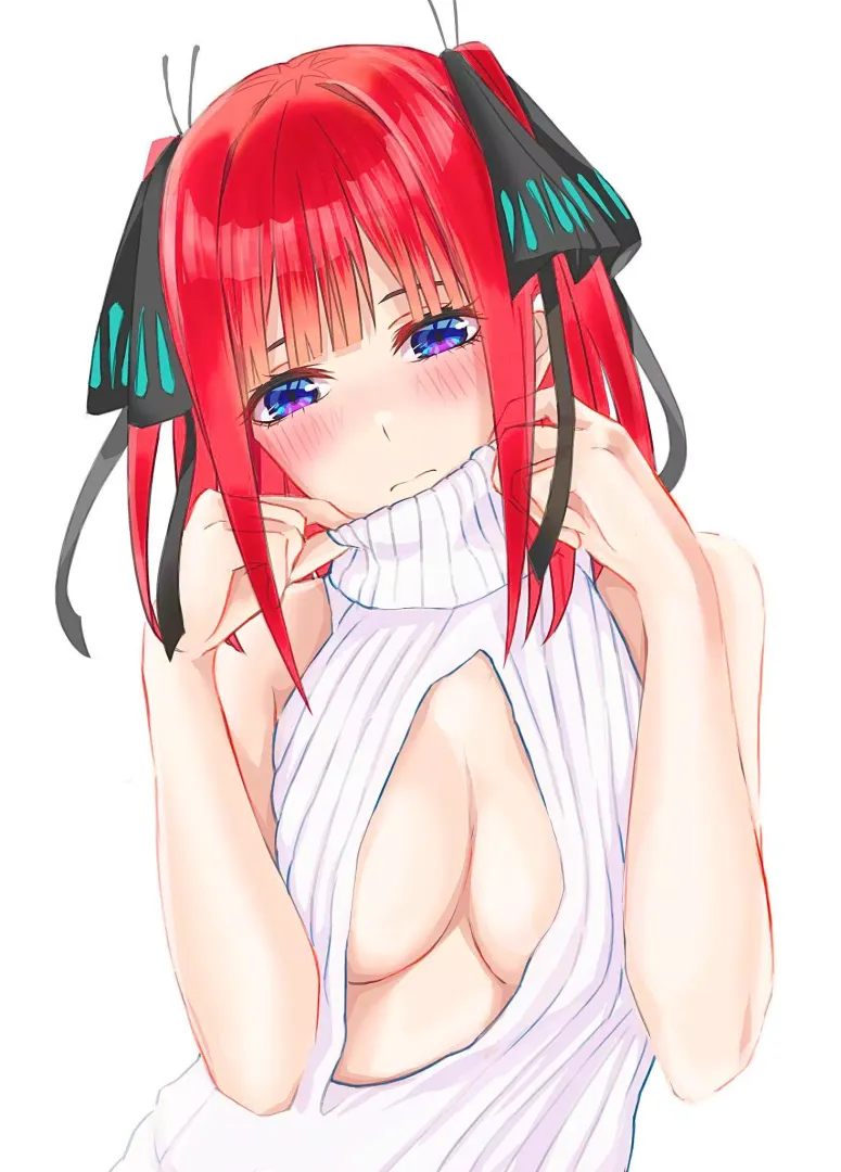 Nino Nakano Embarrassed While Showing Cleavage (Quintessential Quintuplets)