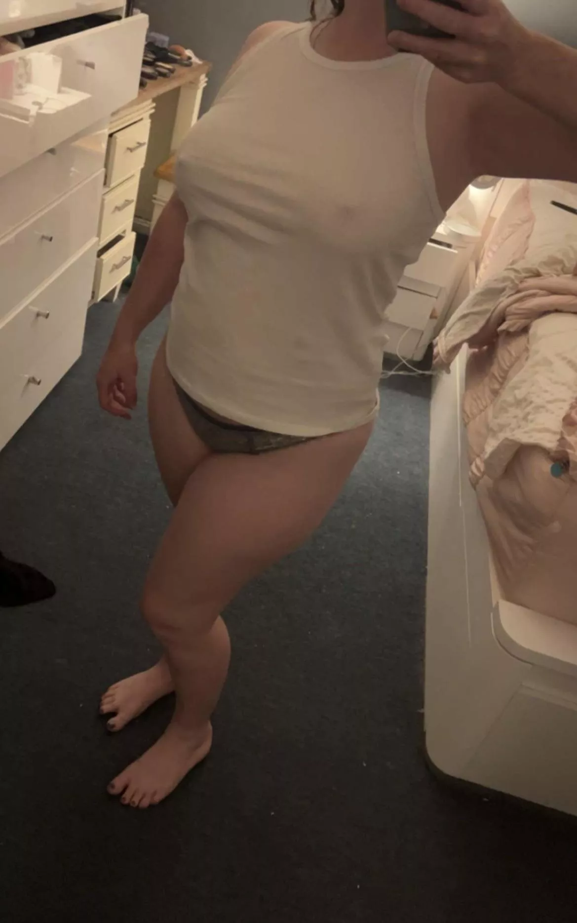 No bra after work is my favorite 