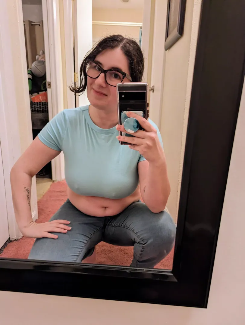 No bra for me