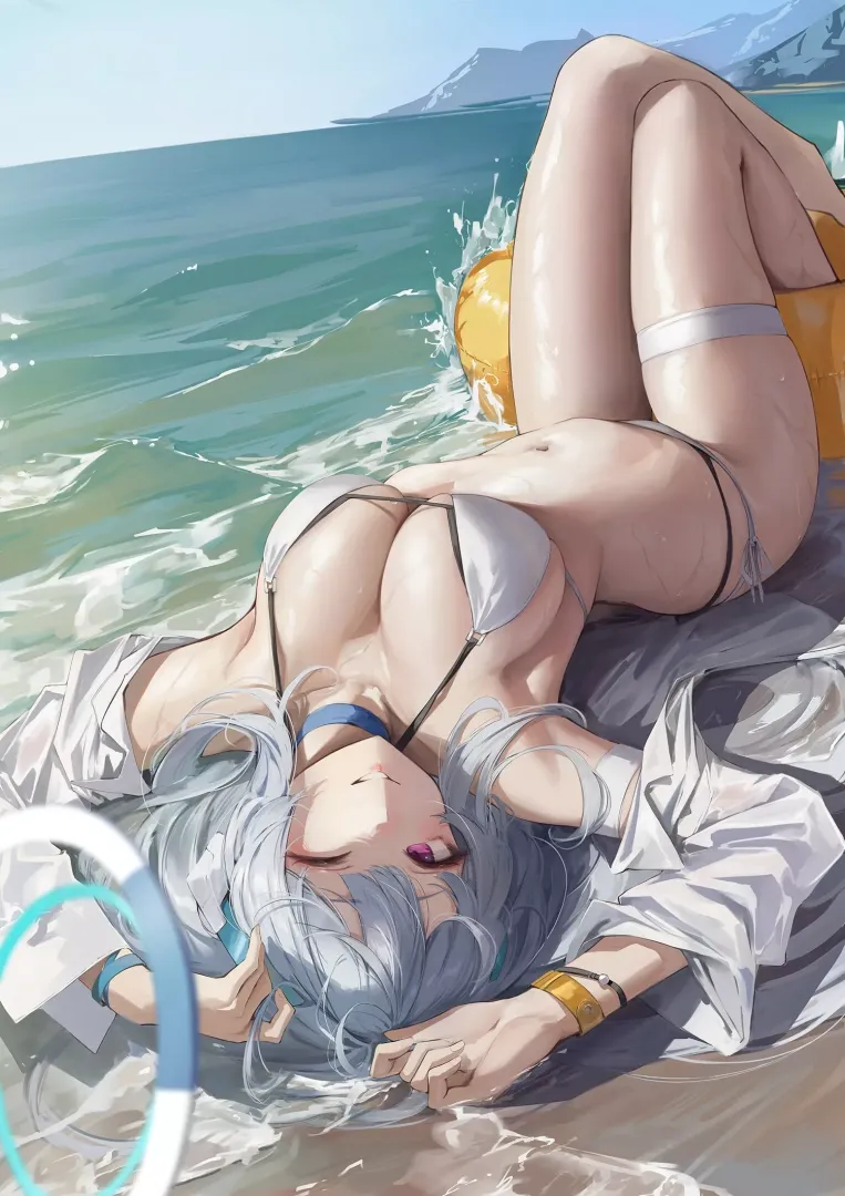 Noa in shirt and bikini (hikinito0902) [Blue Archive]
