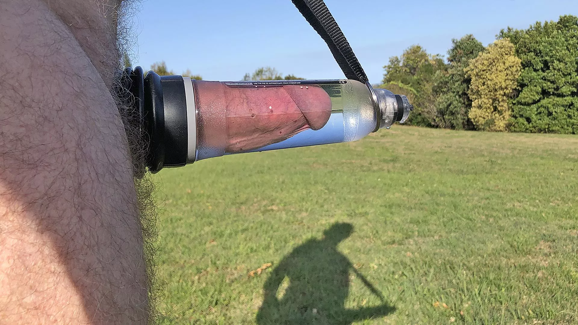 Not just a public erection, but one in a penis pump!