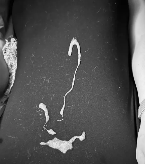 Not sure what’s more of a mess, the dog hair or the cum. 🤷🏻‍♀️