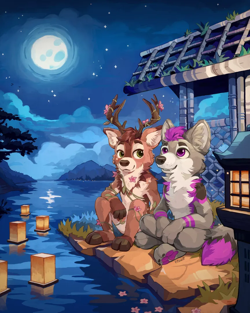 Nothing better than stargazing with your partner! (art by me)