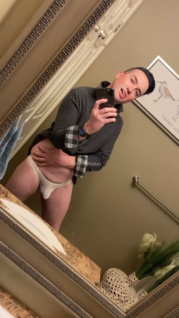 (NSFW) white mesh thong okay for work 🤤
