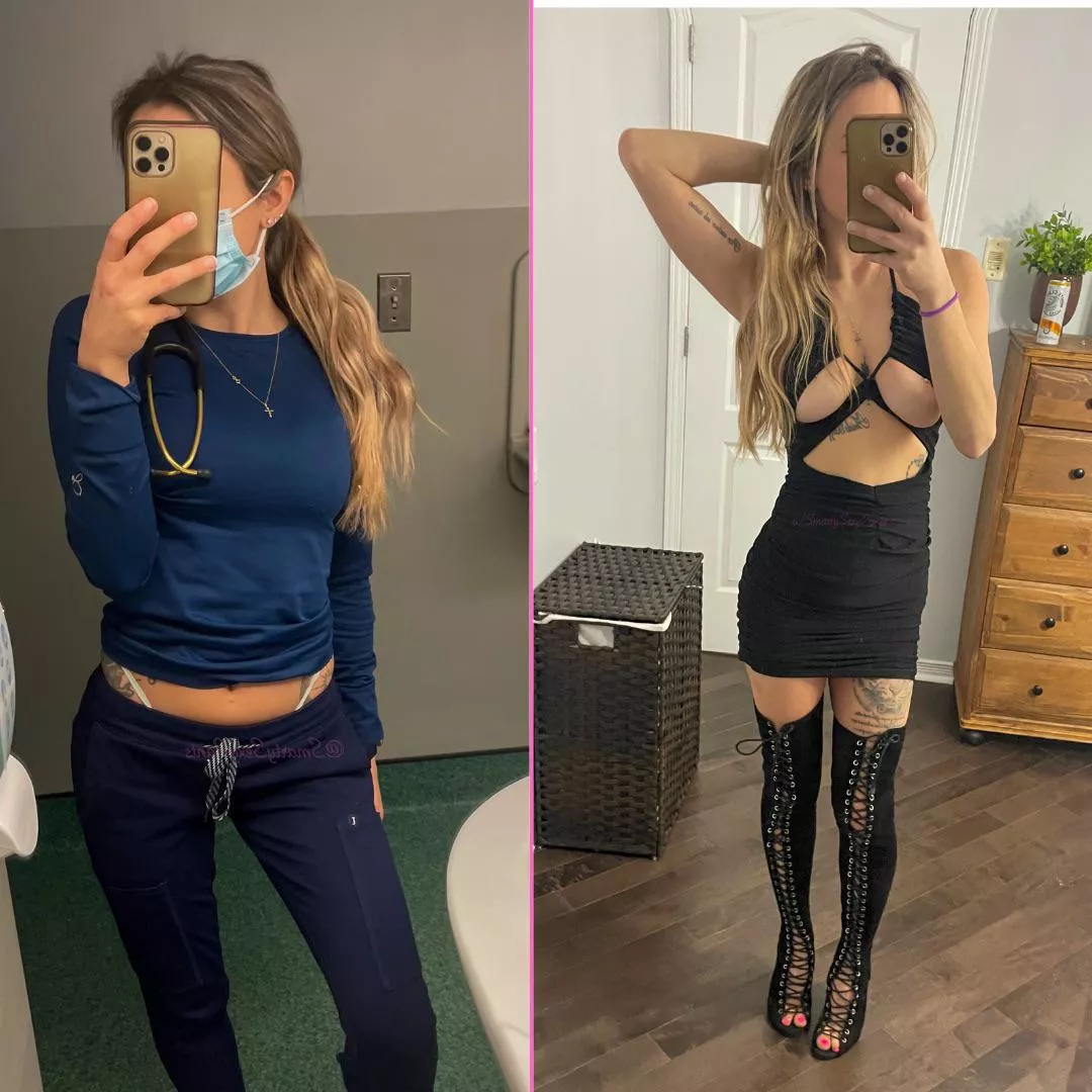 Nurse by day - Bimbo cum slut by night