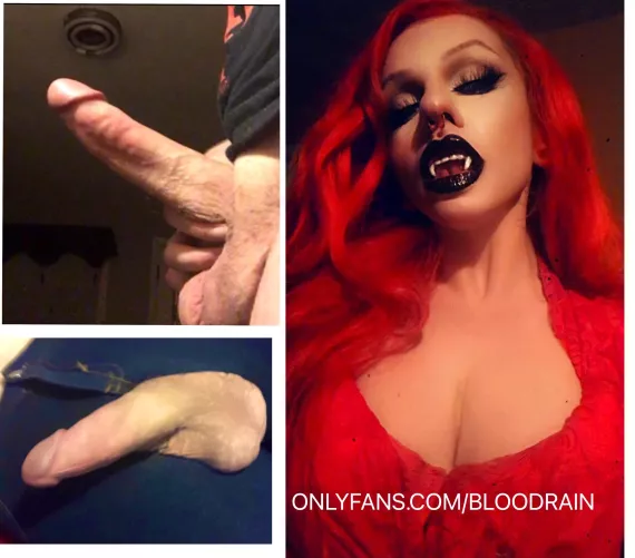 Oh no! My leggings ripped… would you please your vampire queen and worship her big girl cock? ;)