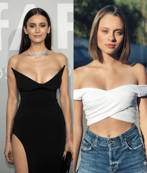 On my knees ready to be dominated by Nina Dobrev and Daniela Melchior