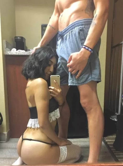 On my knees ready to serve daddy.