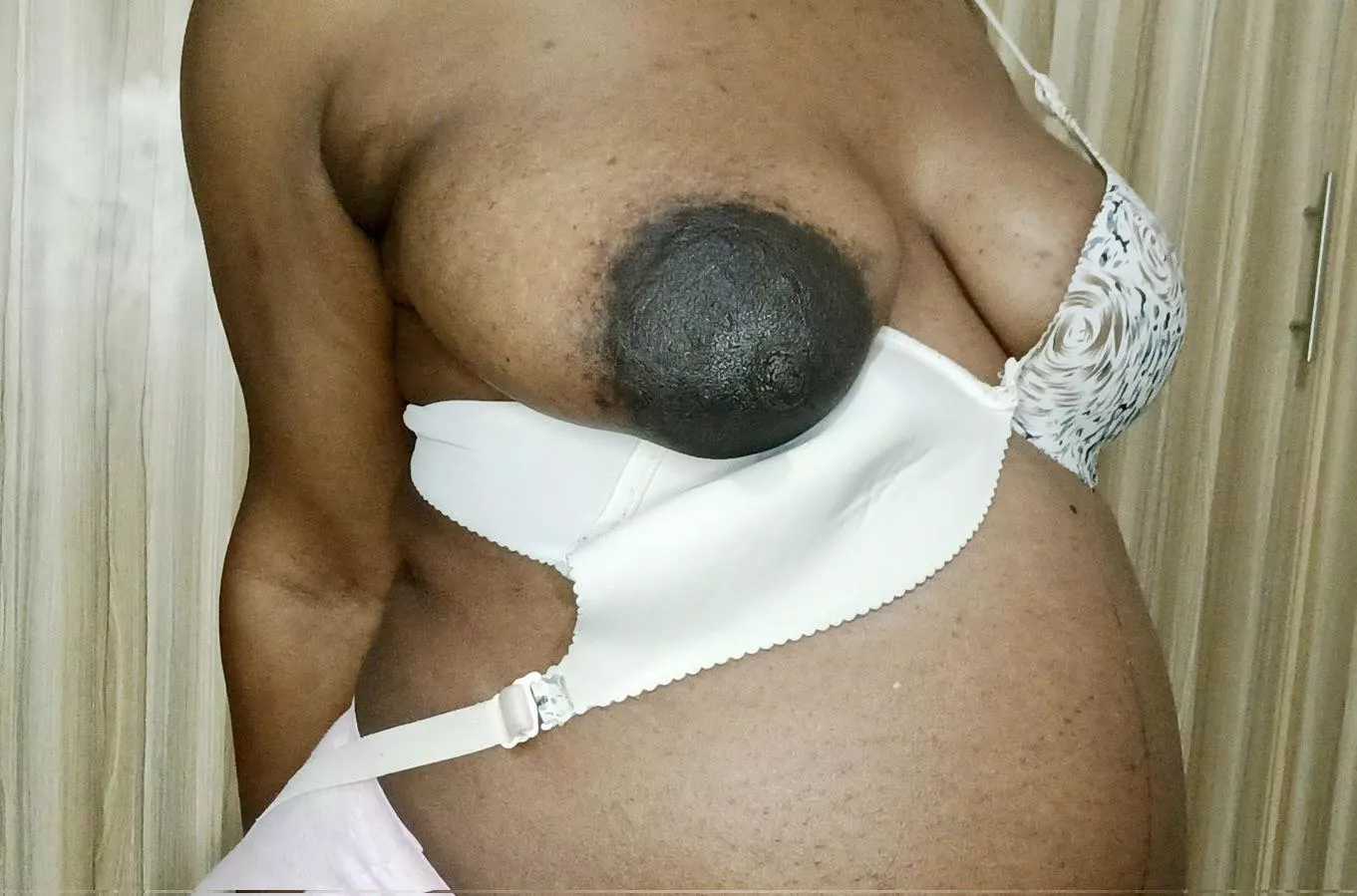 One boob and one massive nipple