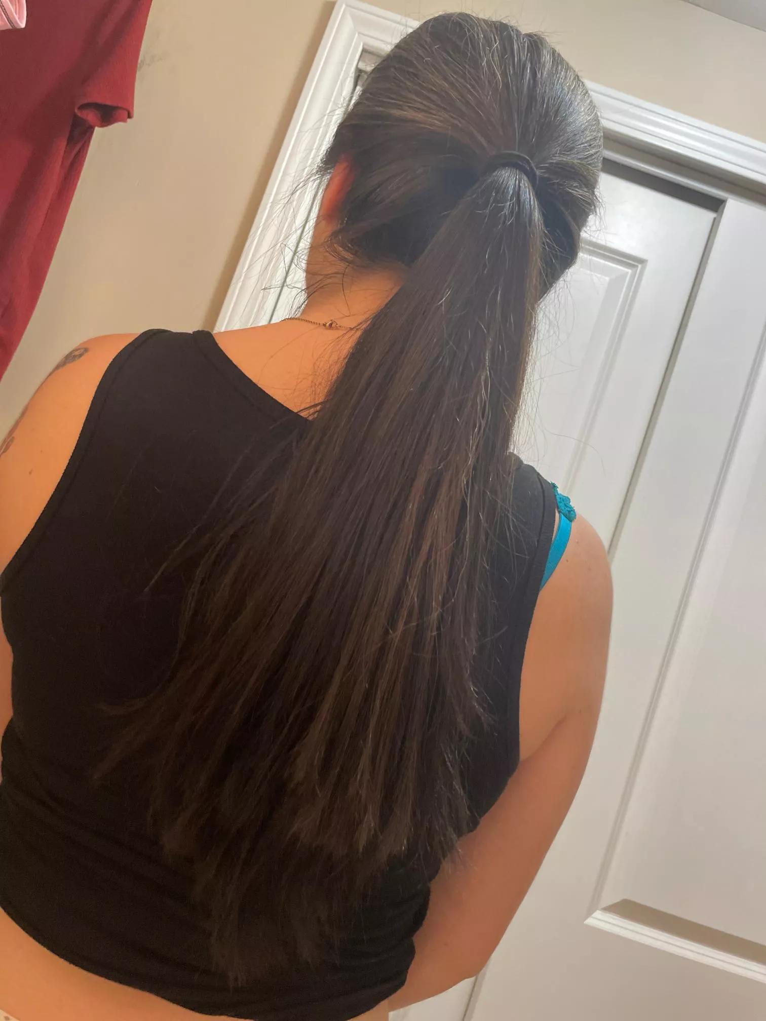 One hand on my hip other pulling my hair