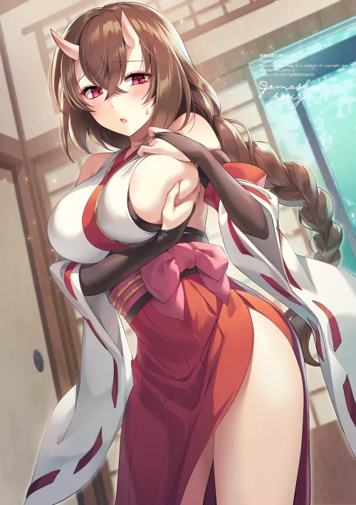 Oni Miko (Gomashio Ponz) [Hitozukiai ga Nigate na Miboujin no Yukionna-san to Noroi no Yubiwa]