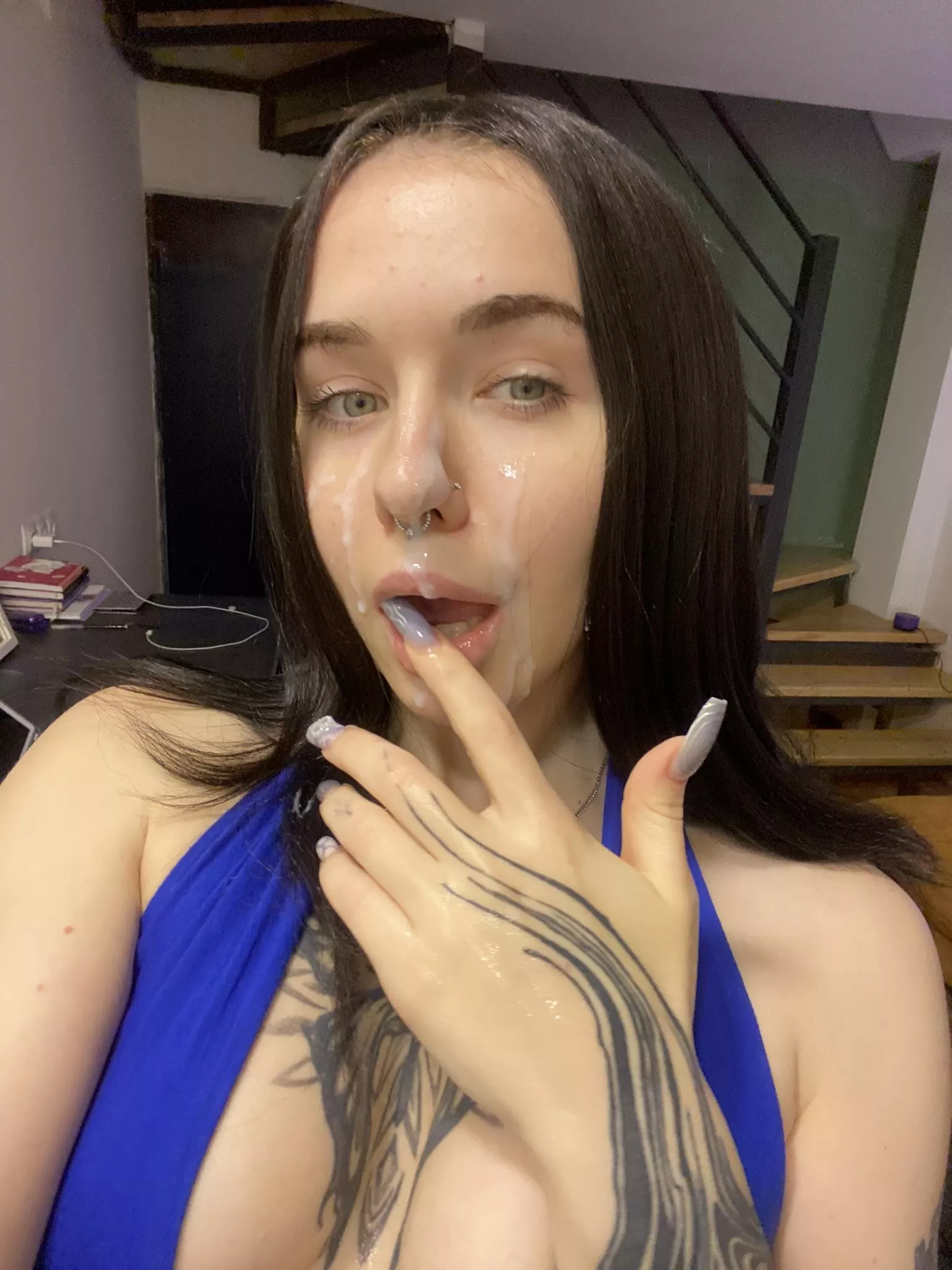 Oops, I got cum on my face.