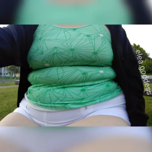 Pathetic fat pig showing off her new fat rolls