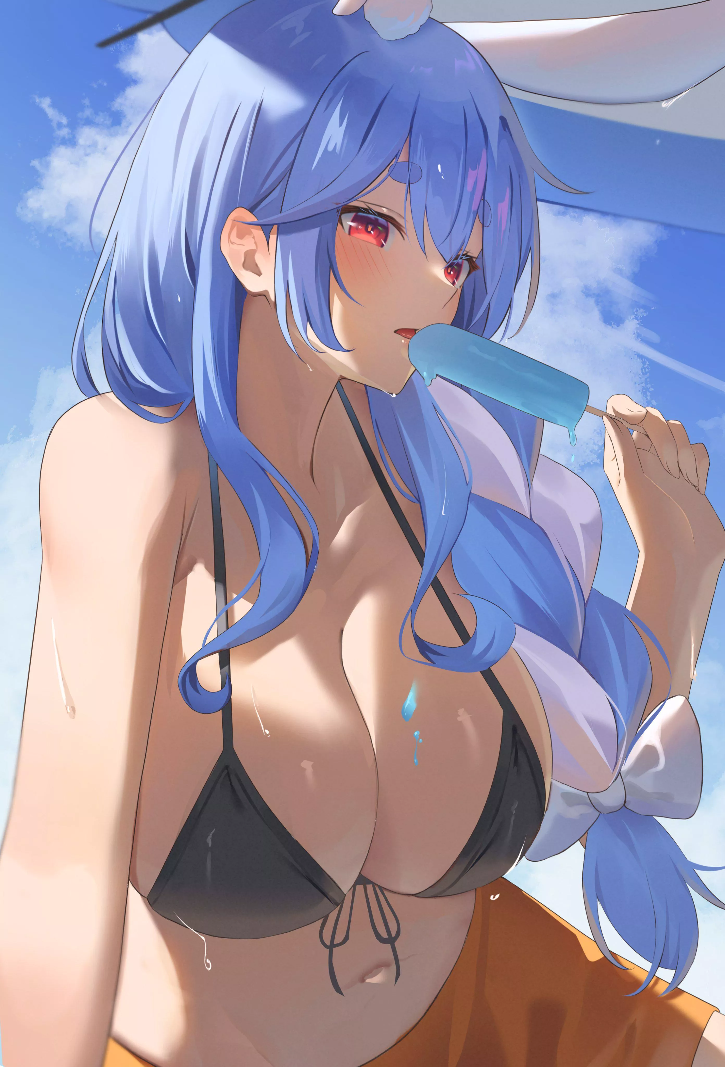 Pekomam licking a popsicle