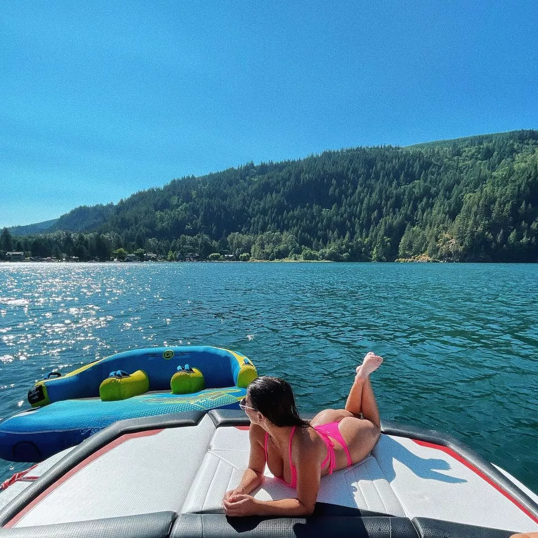 Pink bikini on a boat