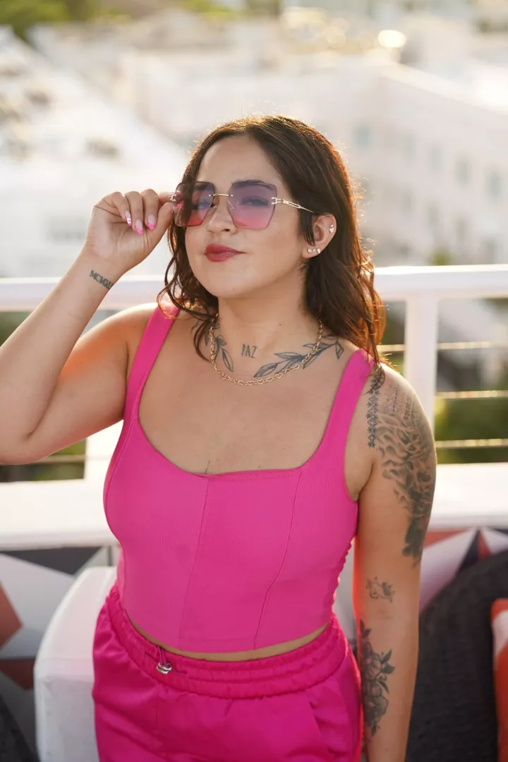 Pink cute crop top