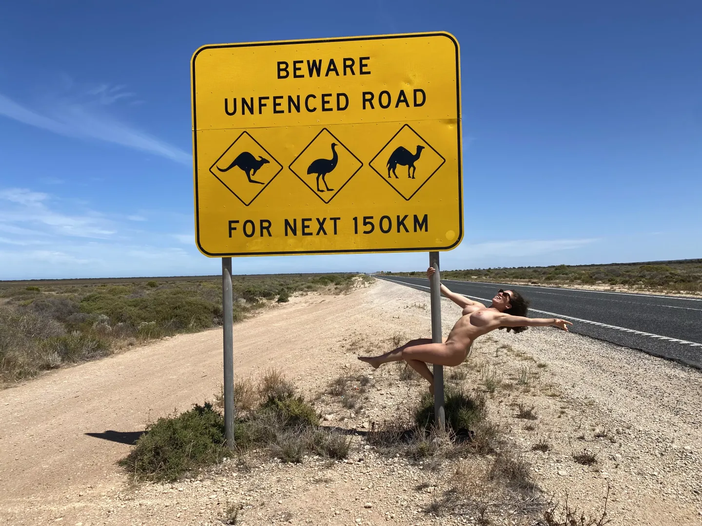 Pole dancing on the highway