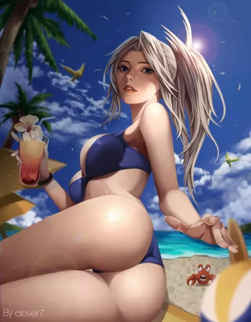 Pool party Akali showing her perfect ass (Clover7)
