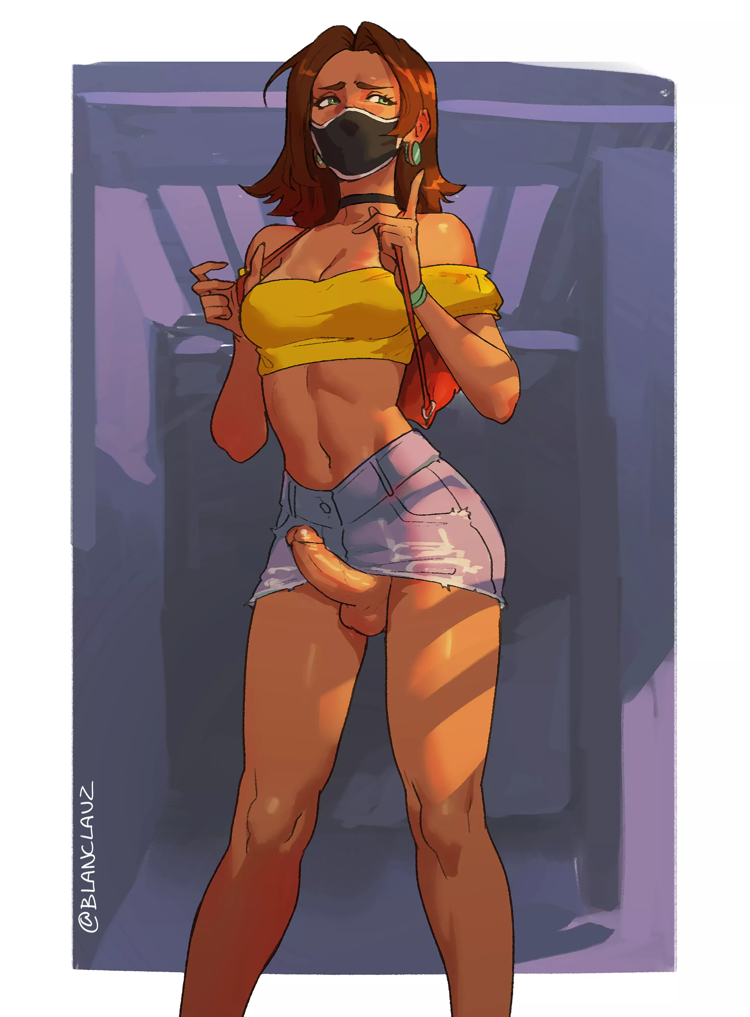 Popping out from under her skirt