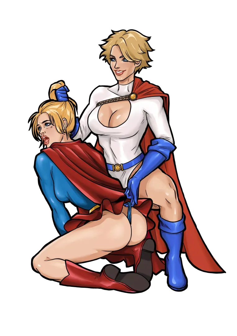 Power Girl Dominating Supergirl (@CaptainMarvelousArt) [DC]