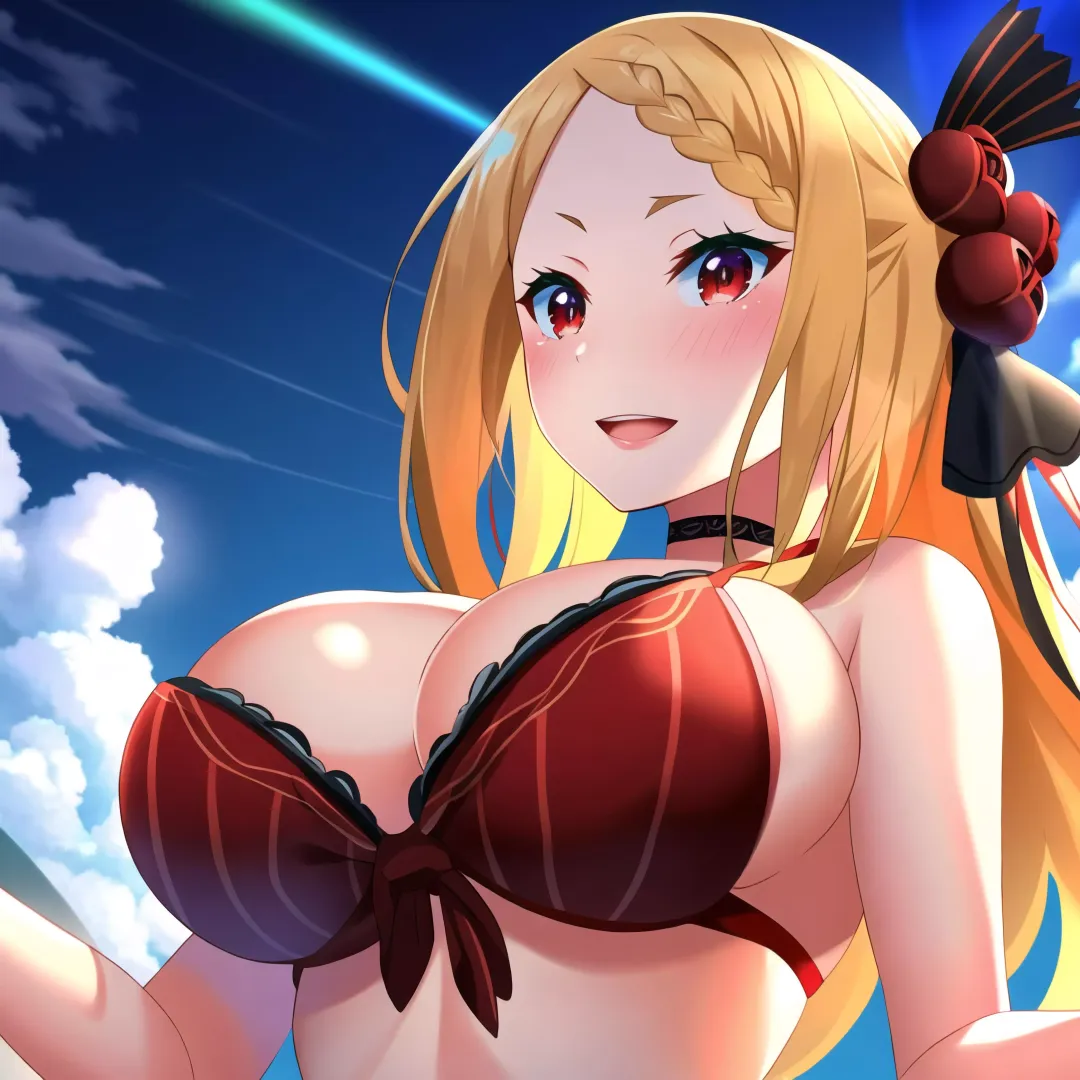 Priscilla’s bikini is bound to break having to keep her massive tits together