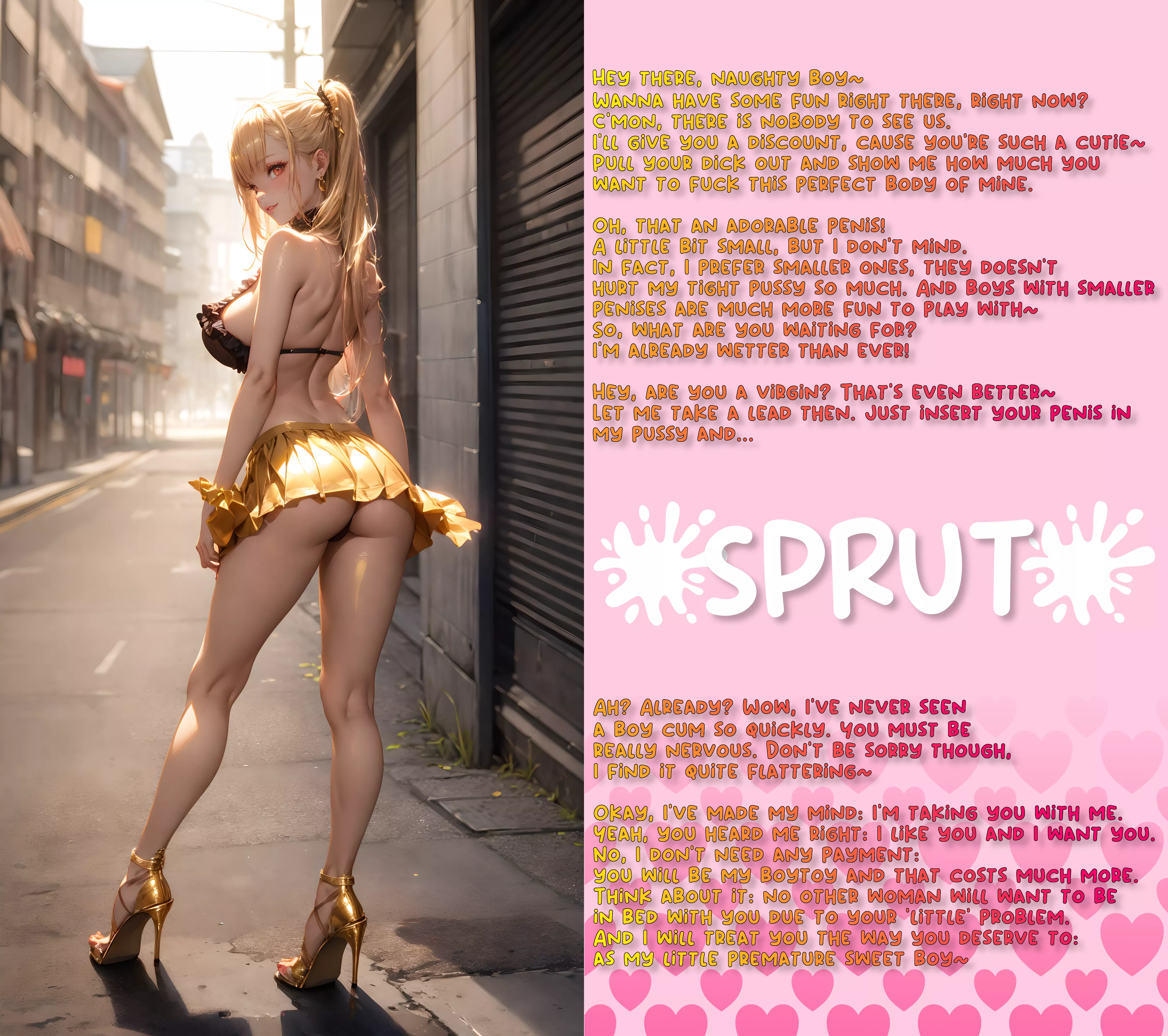 Prostitue finds out about your 'little' problem [Prostitution] [Small Penis Appreciation] [Premature Ejaculation] [Gentle Femdom] [Public] [AI Generated]