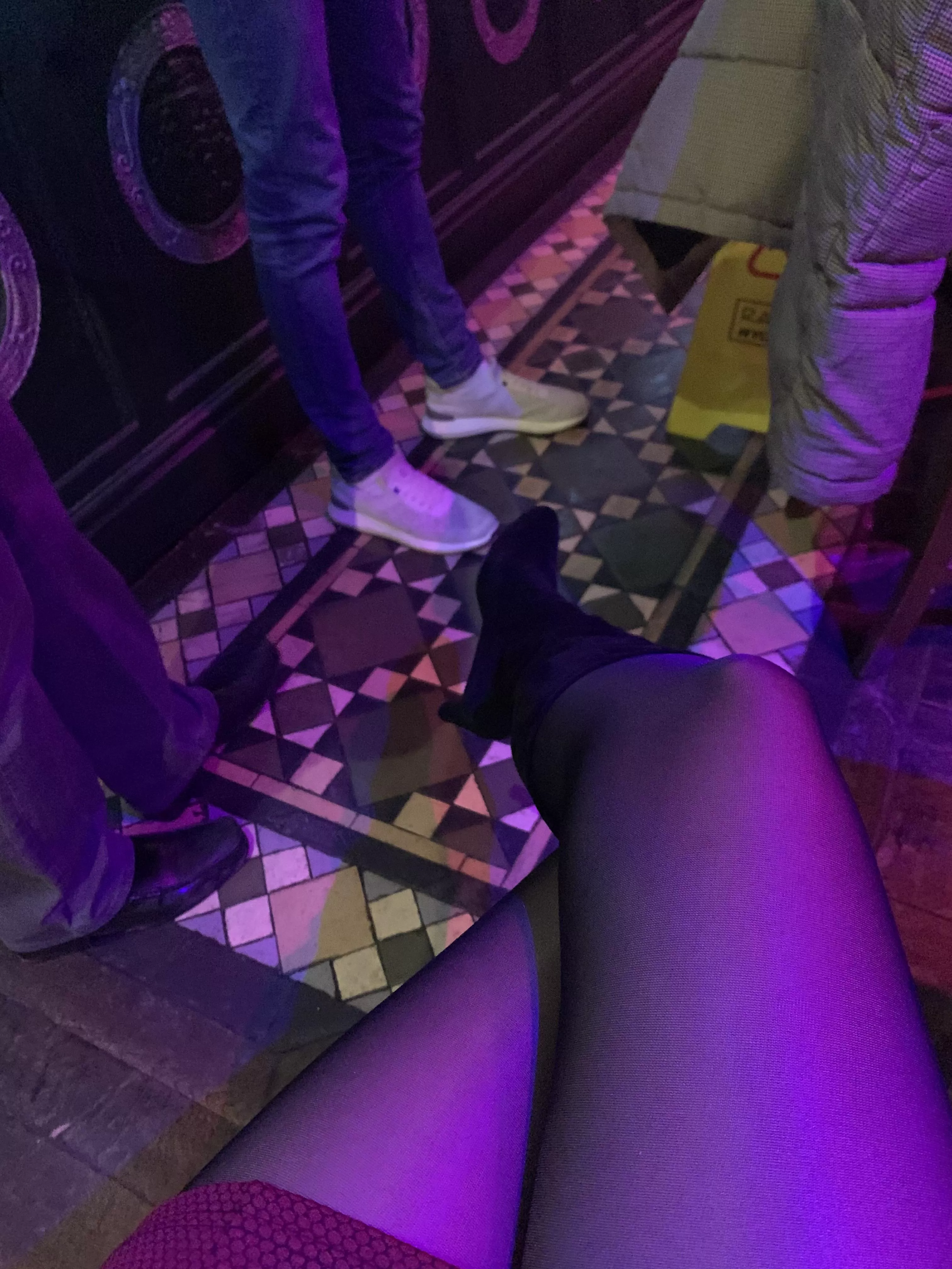 Pub trouble: how likely are you to start a conversation with me if u were standing opposite me in this context (like the guy in the white trainers)? 😉