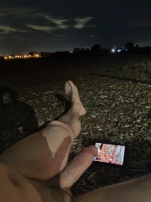 Public areas are more fun at night. Love the dick shadow on my leg. Wish it waa actually that long