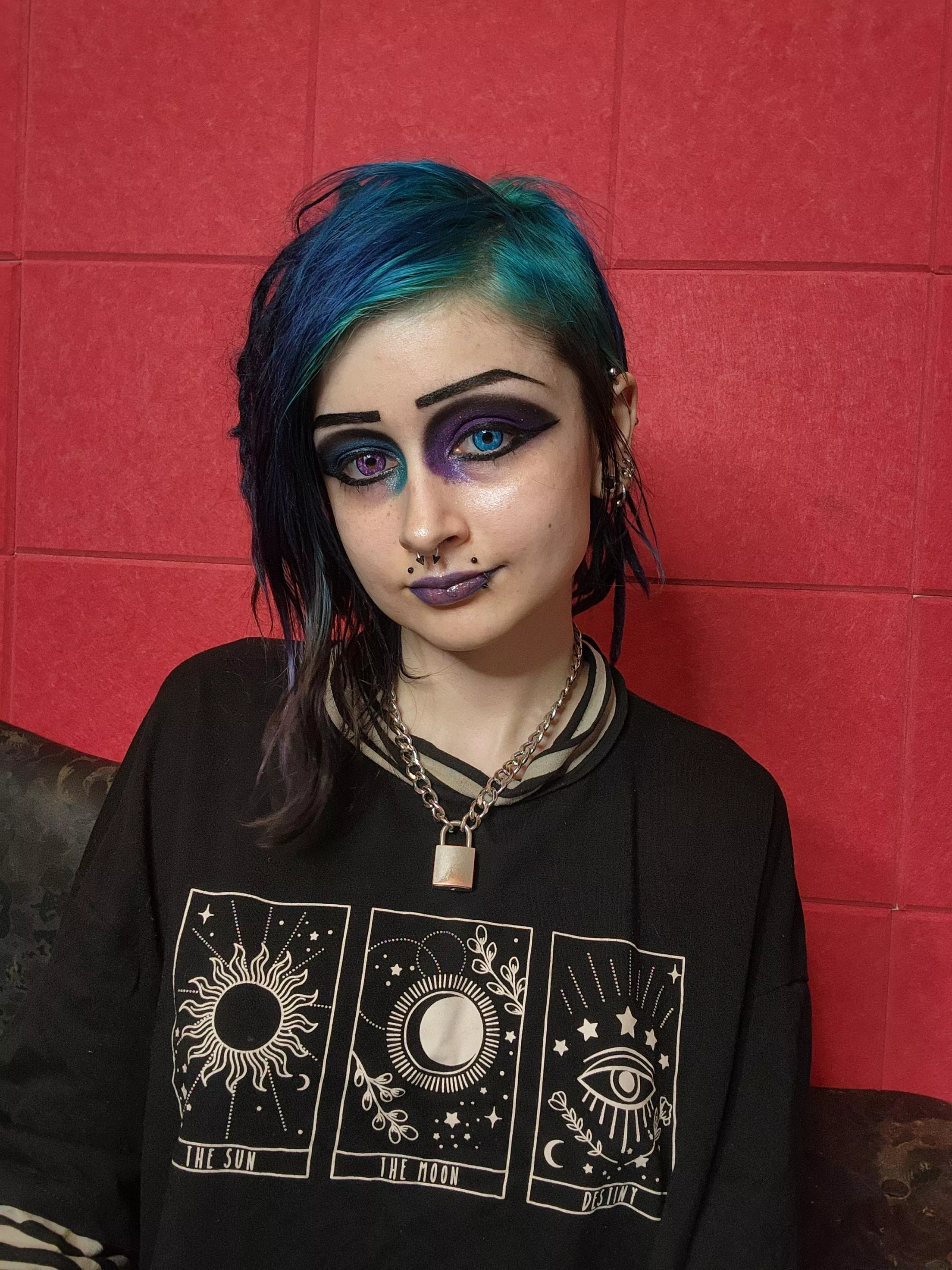 💙purple and teal goth look💜