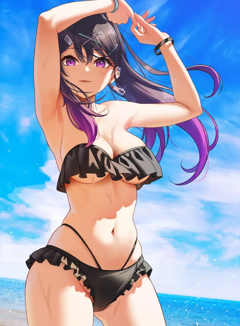 Purple haired cutie in her lovely bikini (by SOLar)[Artist's Original]