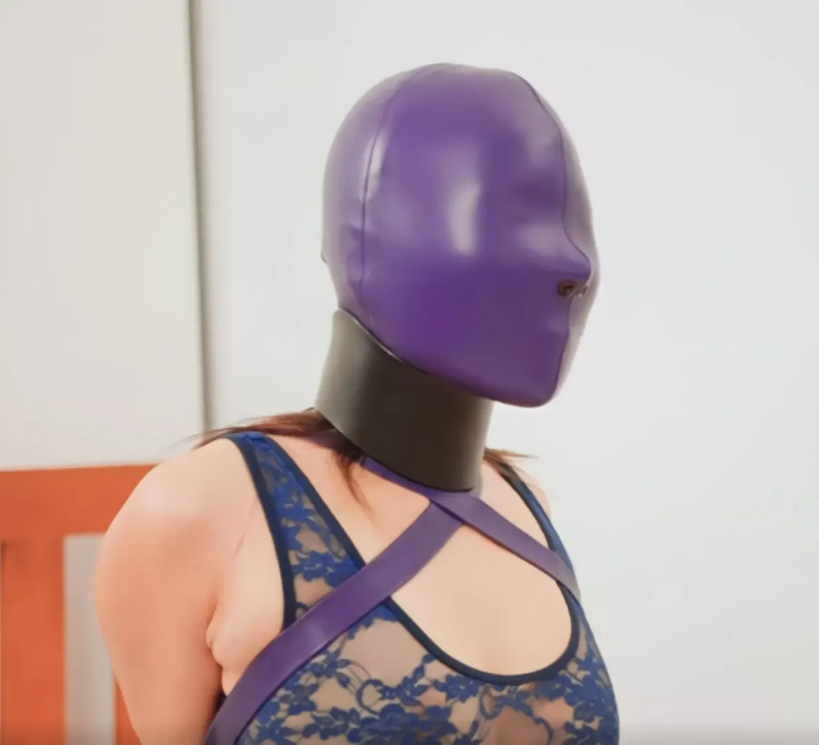 Purple leather hood