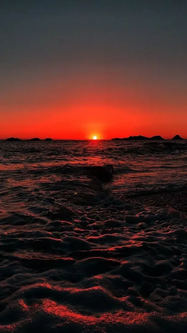 Red sun on the dark river