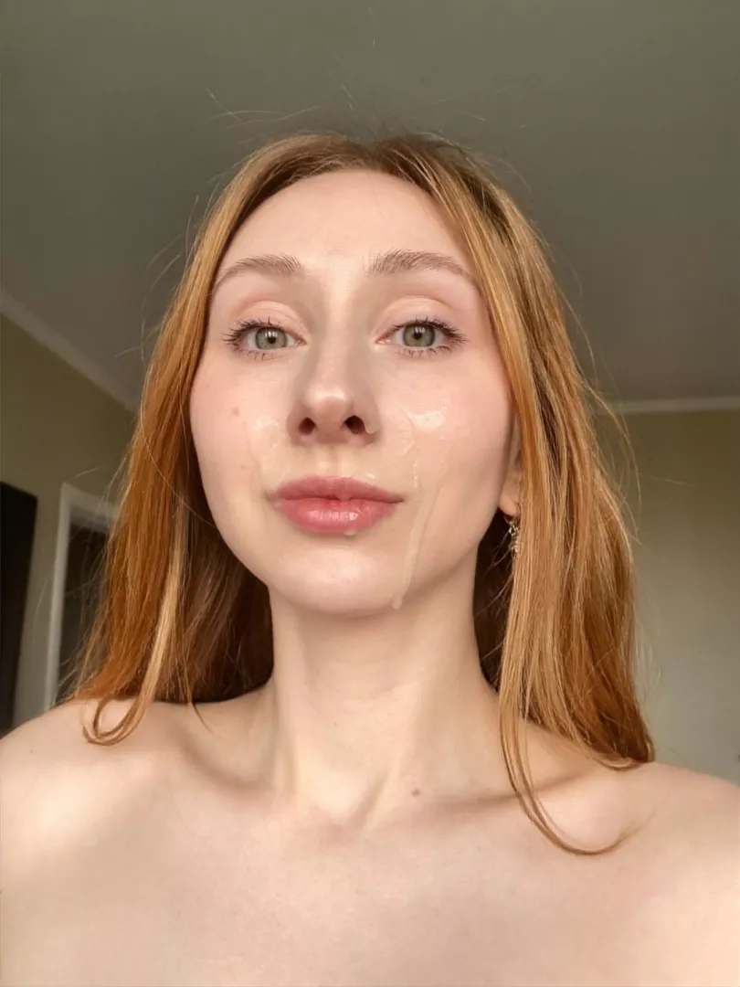 Red-haired babe is always happy to have cum on her face