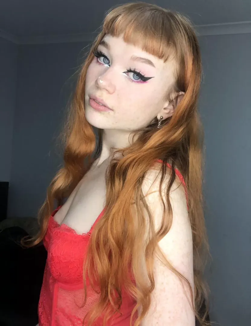 redhead in red