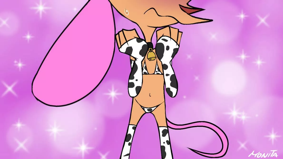 Ren in cow suit