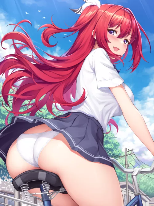 Riding her bike