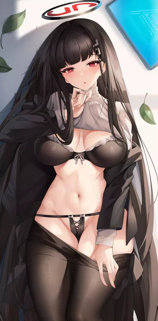 Rio with pantyhose pull on table (o-yatsu) [Blue Archive]