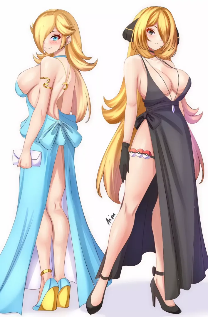 Rosalina joined by Cynthia in wearing revealing dresses