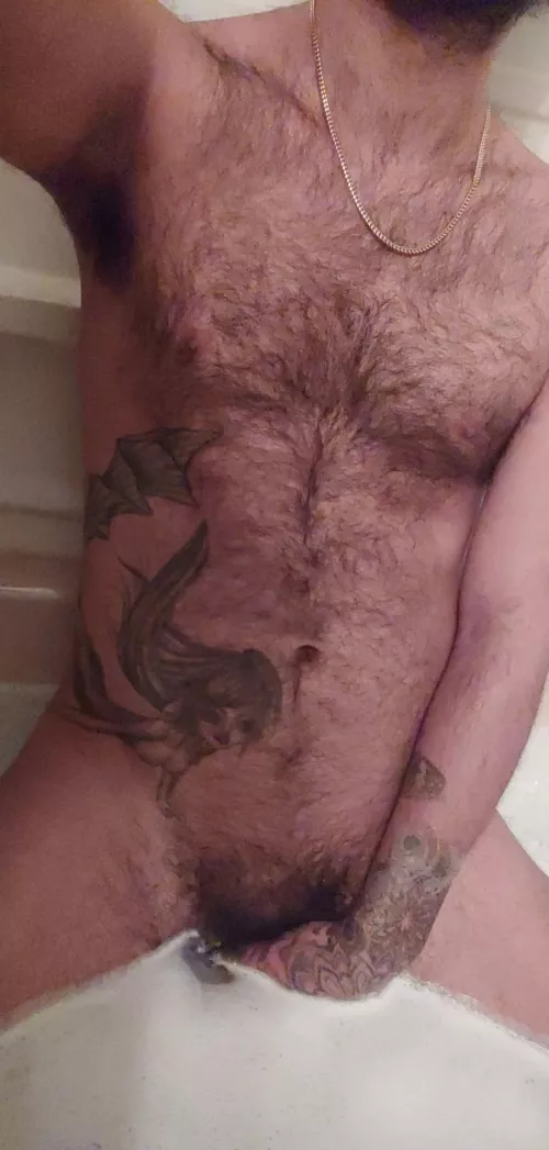 rub a dub dub hairy guy in a tub
