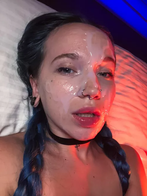 Selfies after giving three guys a hard blowjob.