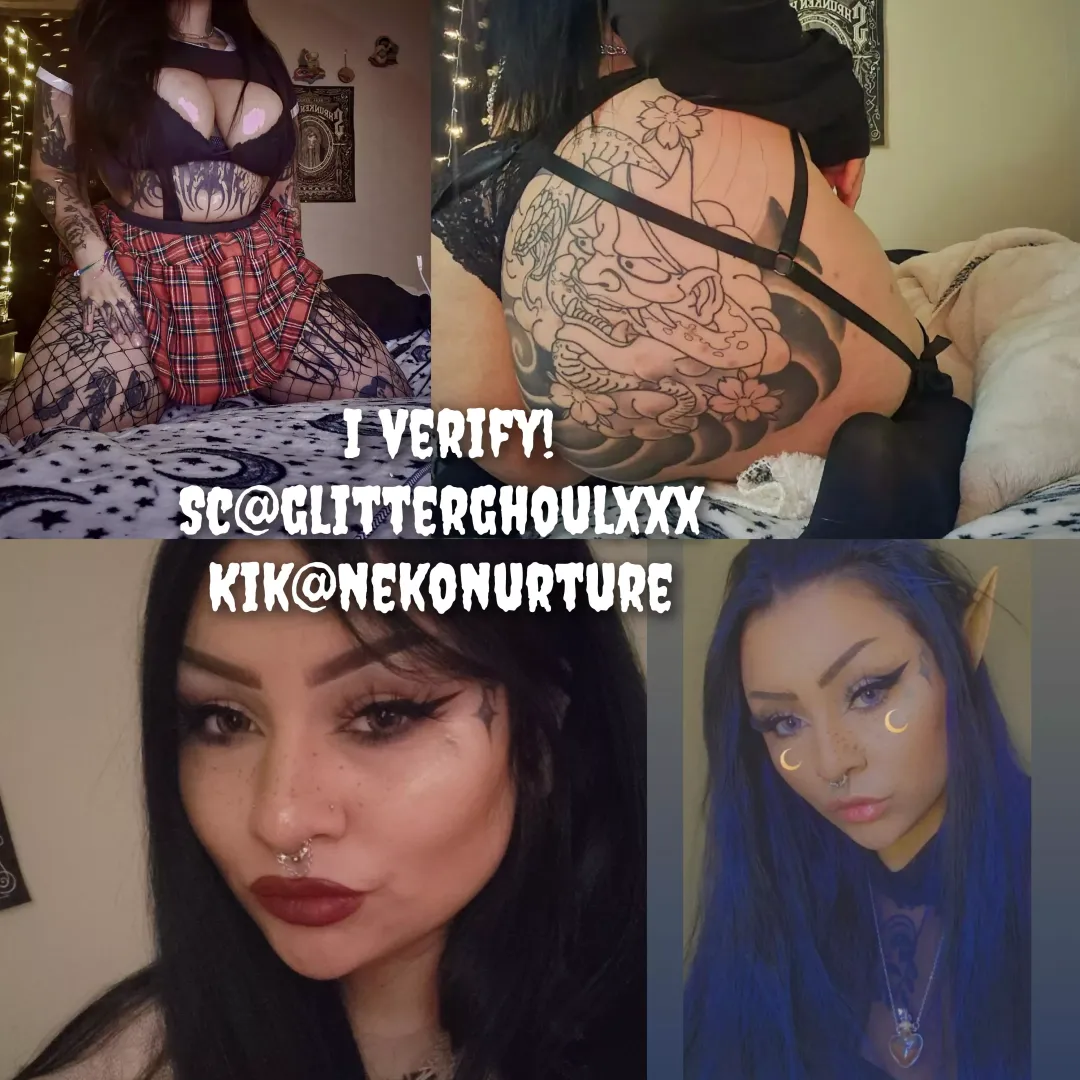 [Selling] thicc goth squirter offering cam, sext, daily or weekly gfe, custom content and more. KINK and fetish friendly. Any purchase $30+ receives free dropbox. I verify! Sc@glitterghoulxxx kik@nekonurture telegram@nekonurture